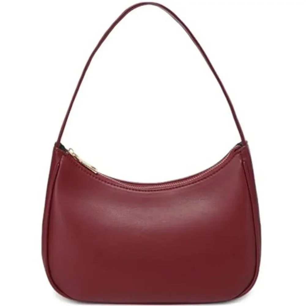 Cherry Red Hobo Shoulder Bag Mini Vegan Leather Purse